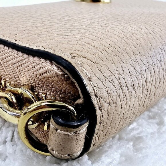 MICHAEL KORS Taupe Pebble Leather Jet Set Travel Zip Around Wallet Wristlet - Picture 7 of 16